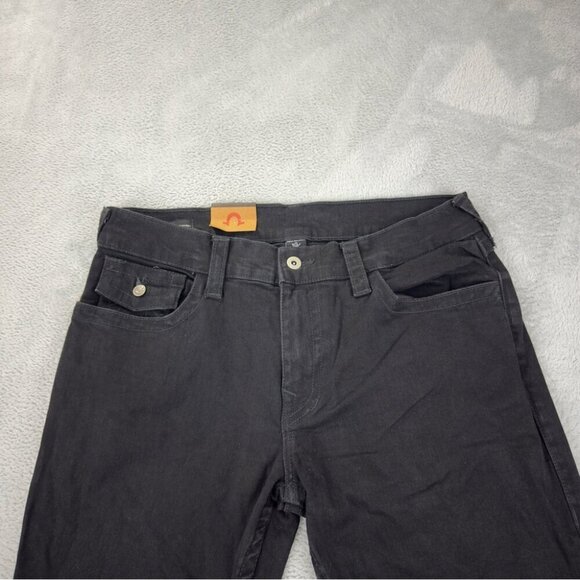 True Religion NWT Ricky Relaxed Straight Men's Black Denim Jeans Size 34x33 - Picture 7 of 10